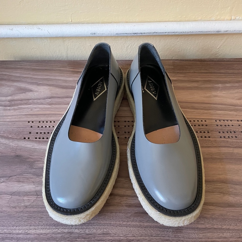 Women’s Grey Leather Ballet Flats Adieu Paris